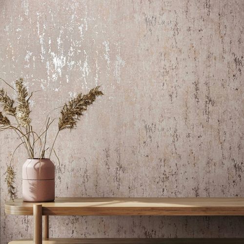 Vliestapete Betonoptik Shabby Beige Silber Metallic 35124