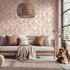 Vliestapete Floral Bambus Blätter Rosa Orange 81670 4