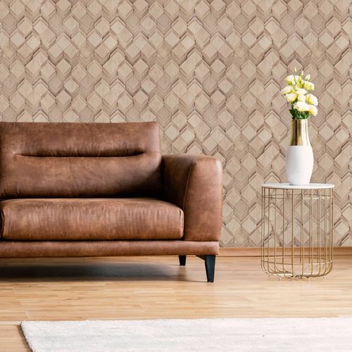 Vliestapete Holzoptik Grafisch Beige Braun 81675