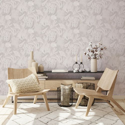 Vliestapete Unterwasser Floral Beige Weiß 81690