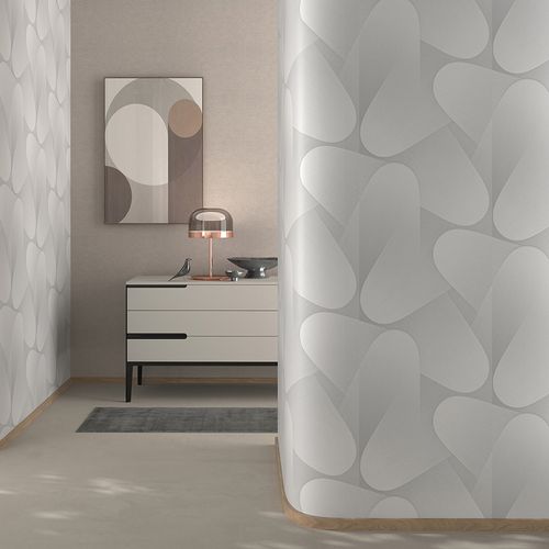 Vliestapete Grafisch 3D-Effekt Weiß grau Metallic 10423-31 Raum