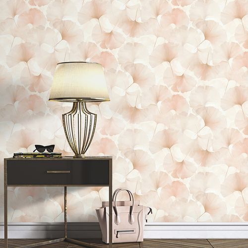 Vliestapete Floral Blätter Rosa Creme Glitzer 10470-05 Raum