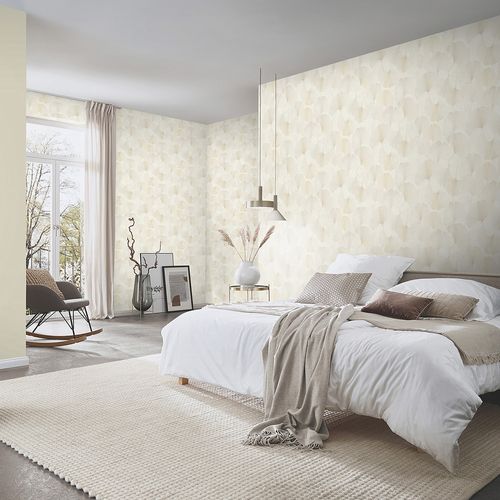 Vliestapete Floral Blätter Creme Glitzer 10470-14 Raum