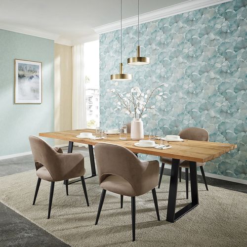 Vliestapete Floral Blätter Türkis Creme Glitzer 10470-18 Raum