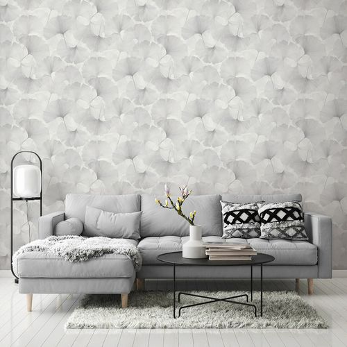 Vliestapete Floral Blätter Creme Silber Metallic 10470-31 Raum
