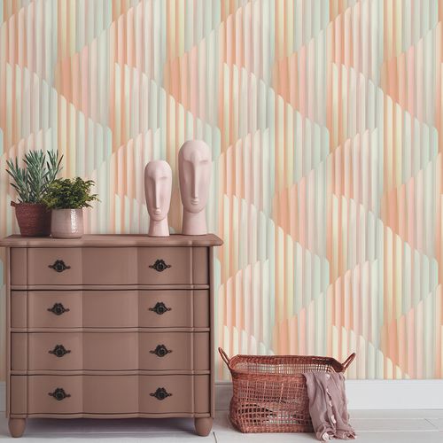 Vliestapete Grafik Streifen Rosa Türkis Metallic 10471-05 Raum
