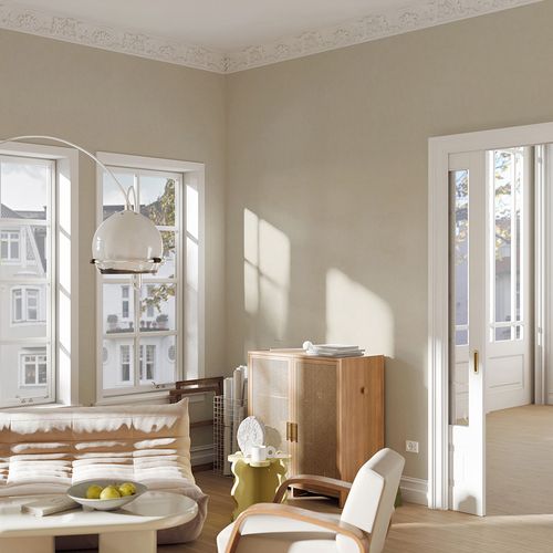 Vliestapete Uni Textiloptik Creme Beige Glitzer 10473-02 Raum