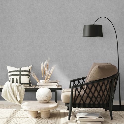 Vliestapete Uni Textiloptik Grau Glitzer 10473-10 Raum