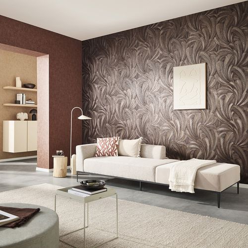 Vliestapete Tropen Blätter Braun Kupfer Metallic 10476-48 Raum