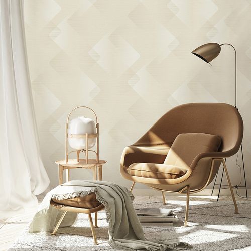 Vliestapete Grafisch Abstrakt Creme Beige Glitzer 10479-02 Raum