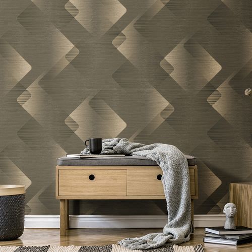 Vliestapete Grafisch Abstrakt Grau Gold Metallic 10479-15 Raum