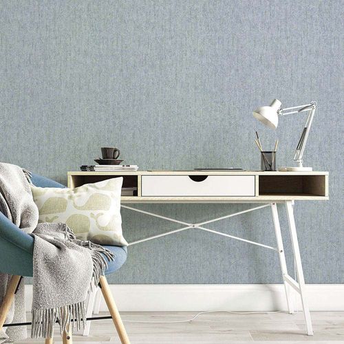 Vliestapete Beton Optik Blau Silber Metallic 10389-18 Raum