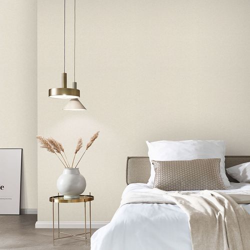 Vliestapete Textiloptik Einfarbig Beige 10510-02 Zimmer