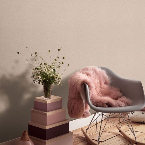 Vliestapete Textiloptik Einfarbig Rosa Beige 10510-05 Zimmer