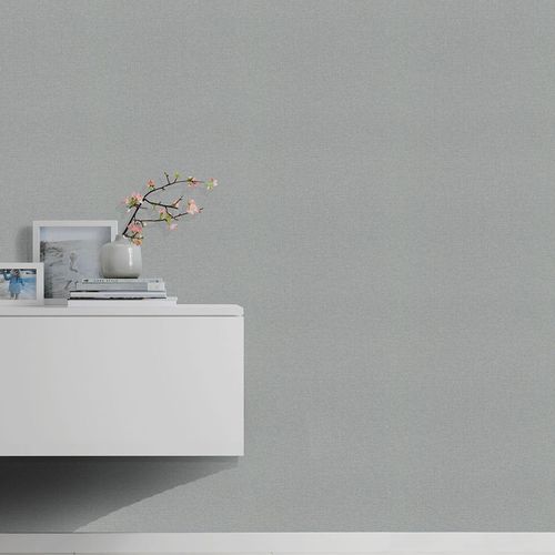 Vliestapete Textiloptik Einfarbig Grau 10510-10 Zimmer