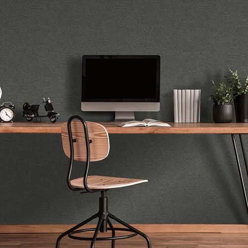 Vliestapete Textiloptik Uni Anthrazit Schwarz 10510-47 Zimmer