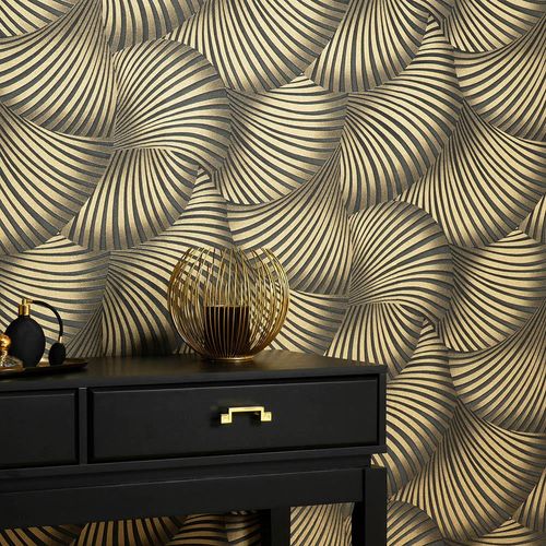 Tapete Guido Maria Kretschmer Fächer Schwarz Gold 10525-15 Zimmer