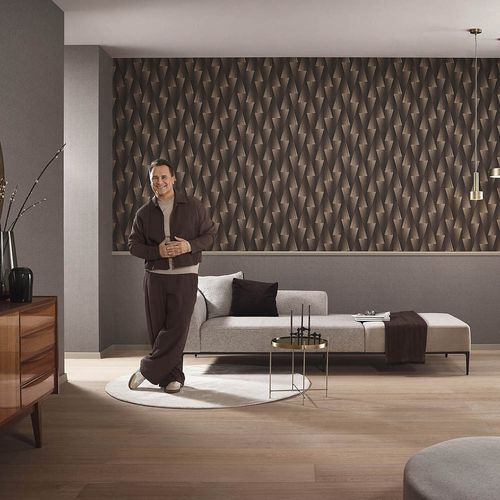 Tapete Guido Maria Kretschmer 3D-Effekt Schwarz Bronze Zimmer
