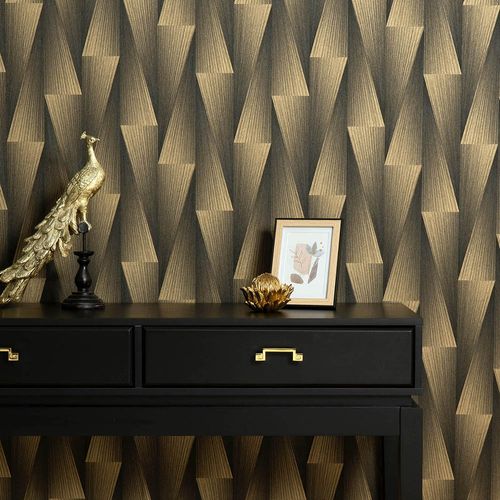 Tapete Guido Maria Kretschmer 3D-Effekt Schwarz Gold Zimmer
