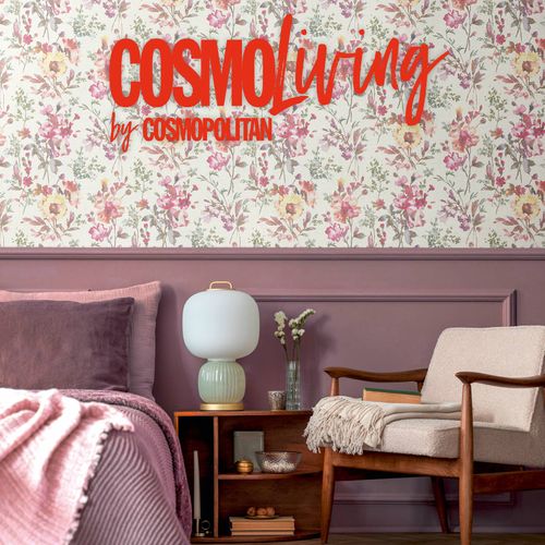 Vliestapete Blumen Aquarell Creme Rosa 79061-1 COSMOLiving