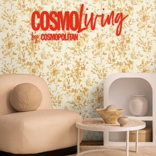 Vliestapete Blumen Aquarell Creme Gold Metallic 79061-4 COSMOLiving