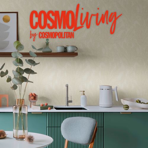 Vliestapete Blätter Tropisch Creme Grün 79064-1 COSMOLiving