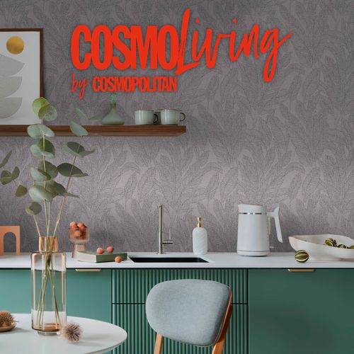 Vliestapete Blätter Tropisch Grau Metallic 79064-5 COSMOLiving