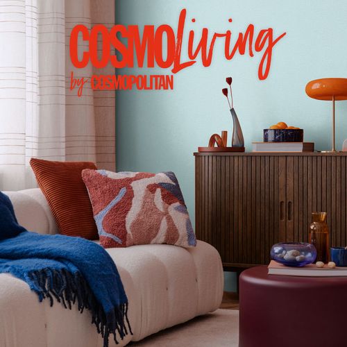 Vliestapete Einfarbig Modern Blau Gold Metallic 79065-4 COSMOLiving