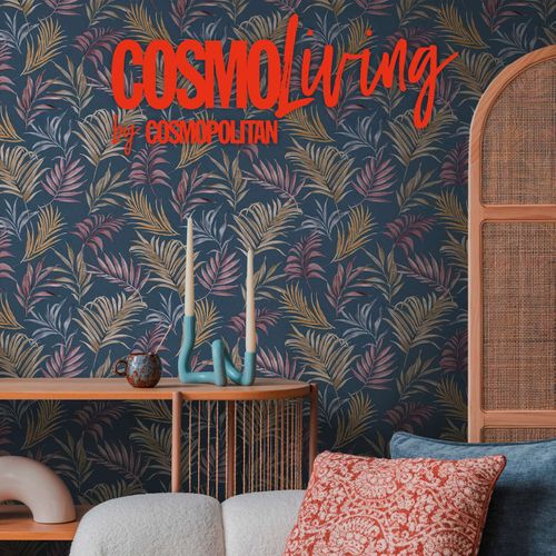 Vliestapete Tropisch Floral Schwarz Gold Metallic 79108-6 COSMOLiving