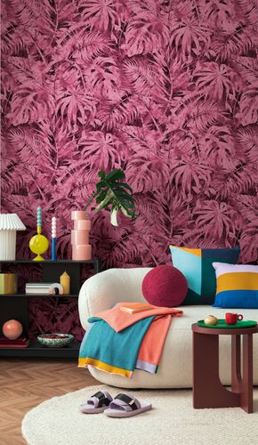 Fototapete Vlies Blätter Dschungel Vintage Pink Rosa 79145-8 Raum