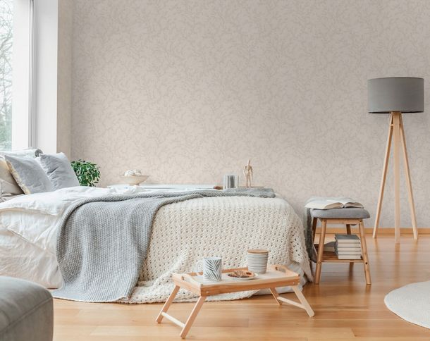 Vliestapete Floral Blätter Creme Taupe 79090-2 Stube