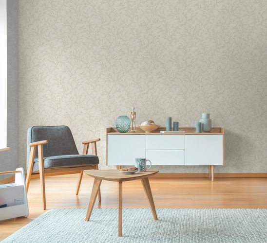 Vliestapete Floral Blätter Creme Grau 79090-3 Wohnung