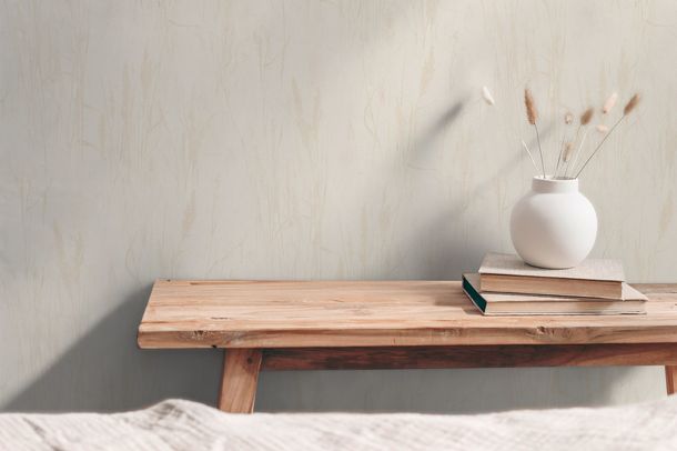 Vliestapete Floral Gräser Beige Grau Creme Metallic 79094-3 Wohnzimmer