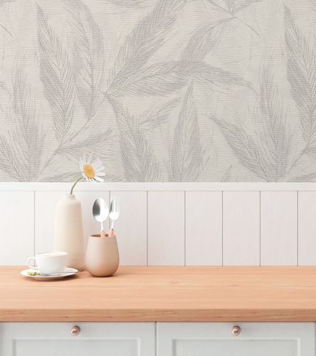 Vliestapete Blätter Grau Silber Metallic 79096-4 Zimmer