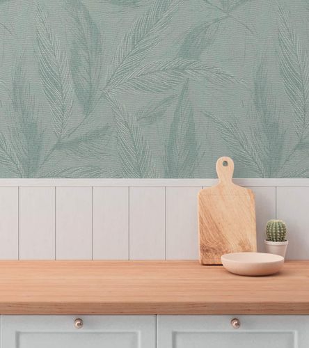 Vliestapete Blätter Grün Silber Metallic 79096-5 Stube