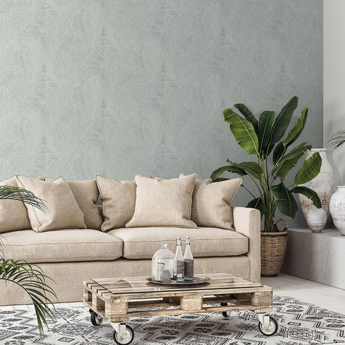 Vliestapete Blätter Struktur Grün Weiß Metallic 10530-07 Raum