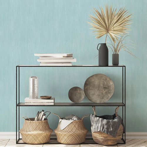 Vliestapete Uni Putzoptik Industrial Blau 10534-08 Raum