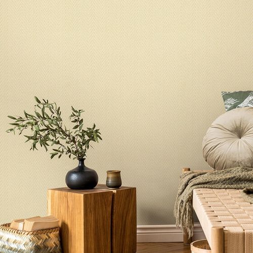 Vliestapete Grafik Sisal-Geflecht Gelb Creme 10536-03 Raum