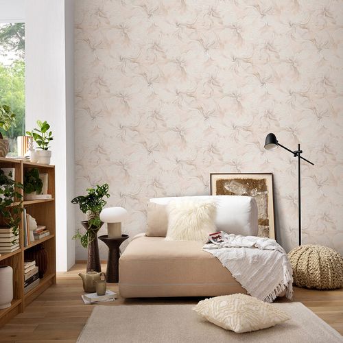 Vliestapete Floral Rosa Beige Silber Glitzer 10514-05 Zimmer