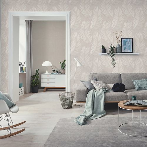 Vliestapete Federn Grau Braun Glitzer 10516-37 Zimmer