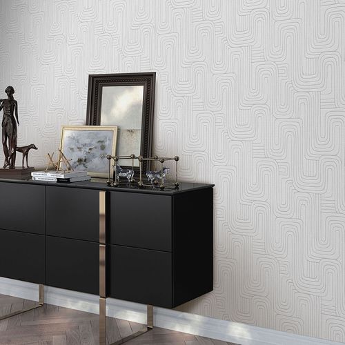 Vliestapete Grafik Muster Grau Silber Metallic 10461-31 Raum