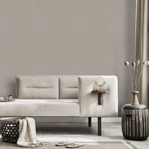 Vliestapete Textiloptik Uni Beige Grau 10463-02 Raum