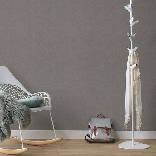 Vliestapete Textiloptik Uni Dunkelbraun 10463-33 Raum