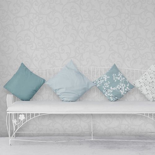 Vliestapete Floral Ranken Hellgrau Silber Metallic 10467-31 Raum