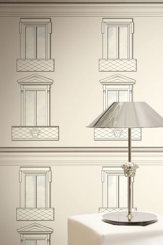 Versace Vliestapete Fenster 3D-Optik Beige Creme 79132-2 Raum