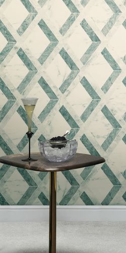 Versace Vliestapete Rauten Marmor Grün Weiß 79133-2 Raum