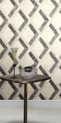 Versace Vliestapete Rauten Marmor Grau Schwarz 79133-3 Raum