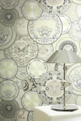 Versace Vliestapete Barock Grün Perlmutt Metallic 79136-2 Raum
