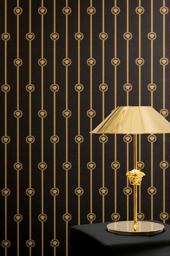 Versace Vliestapete Streifen Schwarz Gold Metallic 79173-2 Raum