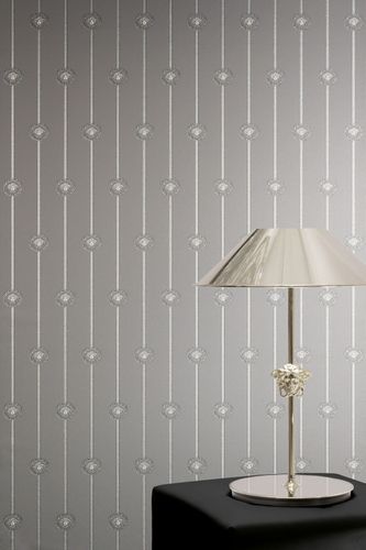 Versace Vliestapete Streifen Grau Silber Metallic 79173-3 Raum